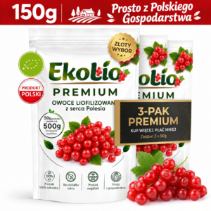 EkoLio Chrupiące Porzeczki Czerwone Liofilizowane EKOLOGICZNE 100% 150g