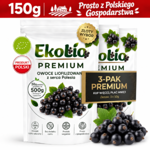 EkoLio Chrupiące Porzeczki Czarne Liofilizowane EKOLOGICZNE 100% Fit 150 g