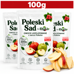 Poleski Sad Chrupiące Ćwiartki Jabłka Liofilizowane 100% Naturalne 100g