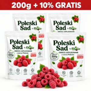 Poleski Sad Chrupiące Maliny Liofilizowane 100% Z Polskiego Gospodarstwa 220g