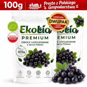 EkoLio Chrupiące Porzeczki Czarne Liofilizowane EKOLOGICZNE 100% Fit 100 g