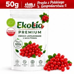 EkoLio Chrupiące Porzeczki Cerwone Liofilizowane EKOLOGICZNE Naturalne 50 g
